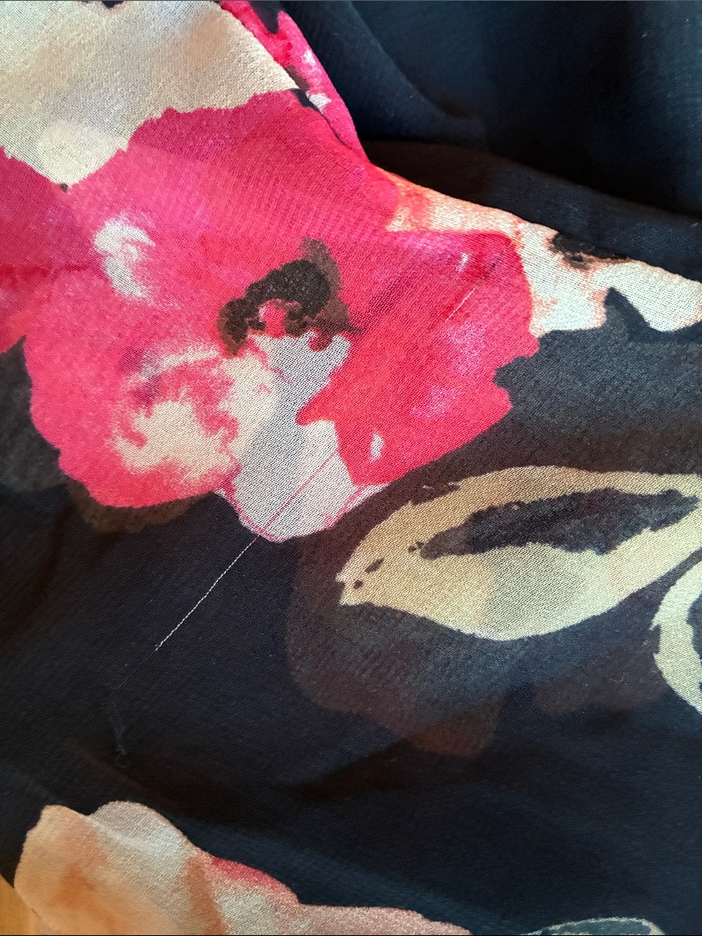 CAbi Navy Tunic with Pink & Cream Floral Print Size Small - Picture 7 of 9